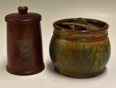 Vintage Smoking Collection - Dunhill White dot Tobacco Jar in exotic wood with s/p shield plaque for