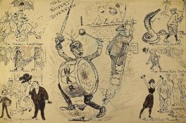 Comics - W.F Thomas (Ally Sloper Artist) Original Artwork/Drawing with 'The Kaiser's Diversion'