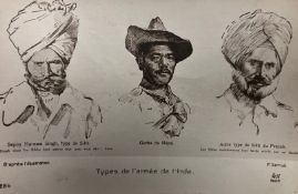 India & Punjab - Sikh and Gurkha Officer WWI Postcard A vintage French postcard titled by Paul