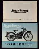 Francis Barnett Powerbike. 1948 - 50 Sales Catalogue - A Three fold Sales Catalogue illustrating and