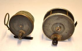 2x Interesting Early Malloch Perth Patent Brass Salmon Reels - Rare 5