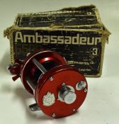 Abu Ambassadeur 6500 level wind multiplier - red endplates, foot stamped 78110, 3x screw smooth