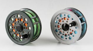 2x Shakespeare alloy salmon fly reels and lines - green Condex 4.25