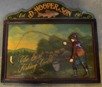 D Hooper & Son Fishing Tackle Makers Advertising Wooden Decorative Display sign - title The Best