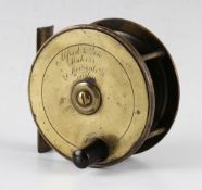 Alfred & Co London large brass salmon fly reel c.1890 - 3.75