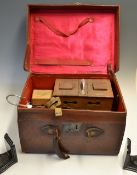 Large Leather Block Hat/Tackle Case - measures 18.5 x 13.5
