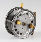 Scarce and early Hardy Bros Silex No.2 wide drum alloy salmon reel - 4.5