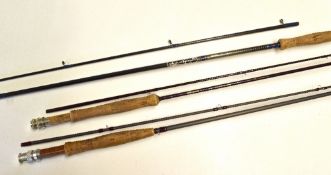 3x carbon trout fly rods - Berkley Phazer 10ft 2pc line 7-9#, with Fuji style guides very lightly