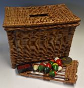 Wicker fisherman's seat basket containing a large quantity of pike/coarse fishing tackle - floats,