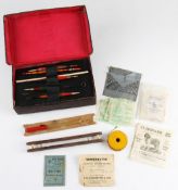 Early coarse fishing block leather box - with hinged lid to reveal another hinged black leather page