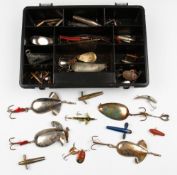 Good selection of fishing lures to include Colorados, Devons, Milwards Stewart Spoon 2.25