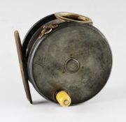 Fine Hardy Bros Brass Faced Salmon Fly Reel - 4.5