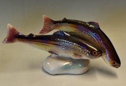 Ceramic Fish - Jema (Holland) Large pair of trout stamped to the base with makers details and