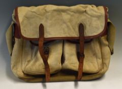 Brady Canvas and Leather Tackle Bag - c/w liner, 2x good deep pockets to the front and large back