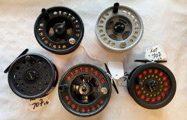3x various modern day lightweight trout fly reels, spare spools and lines - Mamba Lureflash 78 c/w