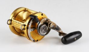 Penn International II 12 LT Big Game Fishing Reel in gold, lever drag, marked I960290, made in U.S.A