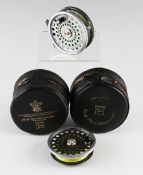 Hardy Bros Marquis 8/9 narrow drum alloy fly reel and spare spool and lines - reversible alloy 