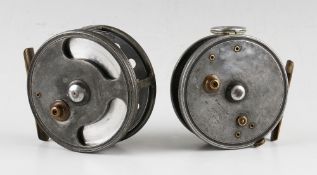 2x Interesting J W Young & Sons Redditch made alloy reels c.1930's - to incl 3 7/8