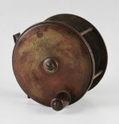 Scarce Chevalier, Bowness and Bowness large brass wide drum salmon fly reel c.1885 - 4.25 dia x 2