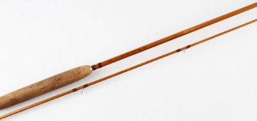 Franklin Rod Co brook fly rod - 7ft 6in 2pc, split cane, line 5#, ser. no 7506, cork handle