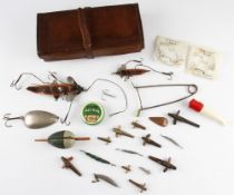 Fine and Early Pike Fishers block leather box/wallet - c/w hinged lid ( small split to the inside