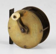 Scarce John Shaw Shrewsbury large brass crank wind salmon reel - 3.5