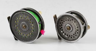 2x C Farlow & Co Ltd Perfect style trout narrow drum fly reels - 3.5