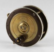 J Bernard & Son London ebonite and brass combination salmon reel c.1885 - 4