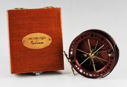 Fine Browning Revolver Centre Pin Reel in maker's original wooden box - 4.5
