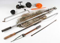 Hardy Fishing Accessories plus a collection of reels et al: Hardy Alloy collapsible folding salmon