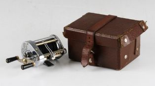 Hardy The Elarex level wind multiplying reel - in leatherette box runs smoothly