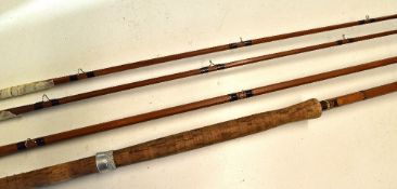 Fine J.S Sharpe Aberdeen Scottie brand spliced salmon fly rod - 13ft 3pc with spare tip, line 9#,