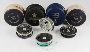 2x Hardy Marquis trout fly reels and spare spools - models include 8/9# (missing alloy foot and back