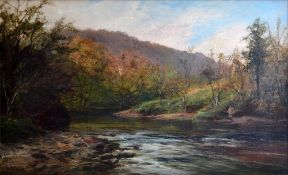 Original Fishing Oil Painting c.1891 - George Henry Jenkins signed oil on canvas with details on