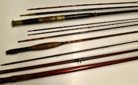 6x various greenheart and split cane rods - 4x greenheart boat and salmon rods including one rod