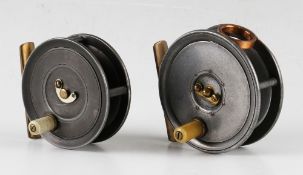2x Interesting Dingley Alloy trout fly reels - W.H. Dingley stamped 3
