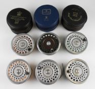 Collection of Hardy Marquis No.2 Salmon fly reel spare spools and lines (6) - all 4 1/8