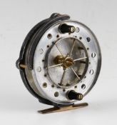 Rare Pre War Allcocks Match Aerial alloy centre pin reel - with black alloy Bickerdyke line guide,