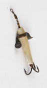 Hardy's Lure: rare Hardy Bros Pearl Devon in white c/w mount - body measures 1.75
