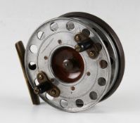 Scarce Marston Crossle Patent alloy, wooden, ebonite and brass star back combination reel - 4
