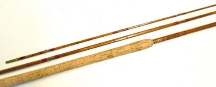 Fine Aspindale's The Aero Coarse rod - 10ft 9in 3pc split cane ser. no 890 - with red agate lined