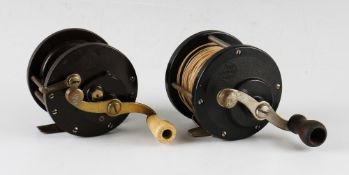 2x Vintage Penn Bakelite Fishing Reels - No 14 Atlantic and No79 both with counter balanced handles,