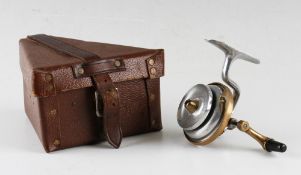 Scarce Illingworth No 2 alloy and brass casting reel - alloy dished face spool stamped with Pat