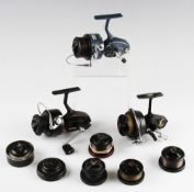 3x Mitchell Fixed Spool spinning reels and spare spools - Mitchell 300 Graphite (VG); Mitchell