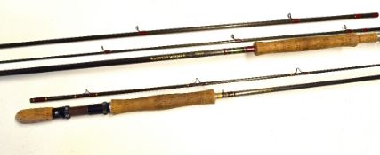 2x Sea trout carbon fly rods - Diawa Amorphous Whisker Osprey Sea Trout Special 12ft 3pc, line 7-