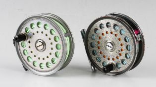 2x C Farlow & Co Ltd large narrow drum alloy fly reels - fine The Ambassador 