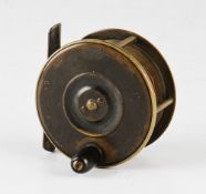 Scarce J. Flint Maker Dublin Birmingham Style brass Salmon fly Reel - 3.25