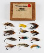 Large Salmon Flies: Twelve packets containing individual salmon flies to gut - tied on large irons