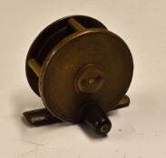 Hardy Bros Birmingham brass plate wind small trout fly reel - 2.25