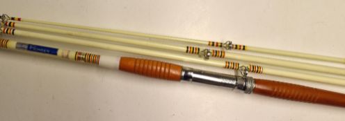Pioneer Japan Boat Fishing Rod a combination rod, solid fibre glass with wooden handle, in white